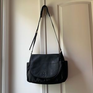 Tory Burch leather flap diaper/baby bag